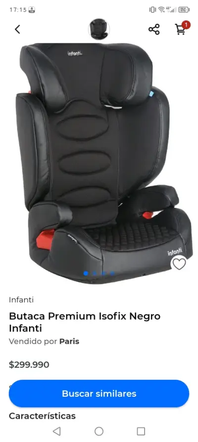 Butaca Premium Isofix Negra Infanti - miniatura 1