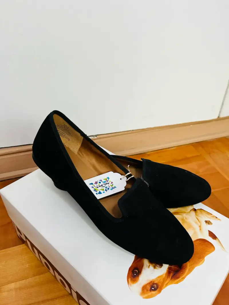 Zapatos planos negros de gamuza - 1