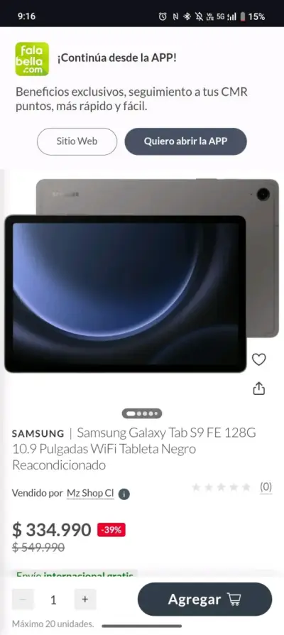 Samsung Galaxy Tab S9 FE 128GB WiFi Negra - miniatura 1