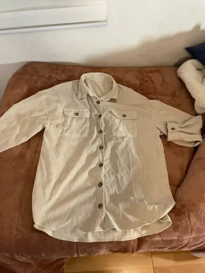 Camisa beige cotele - miniatura 1
