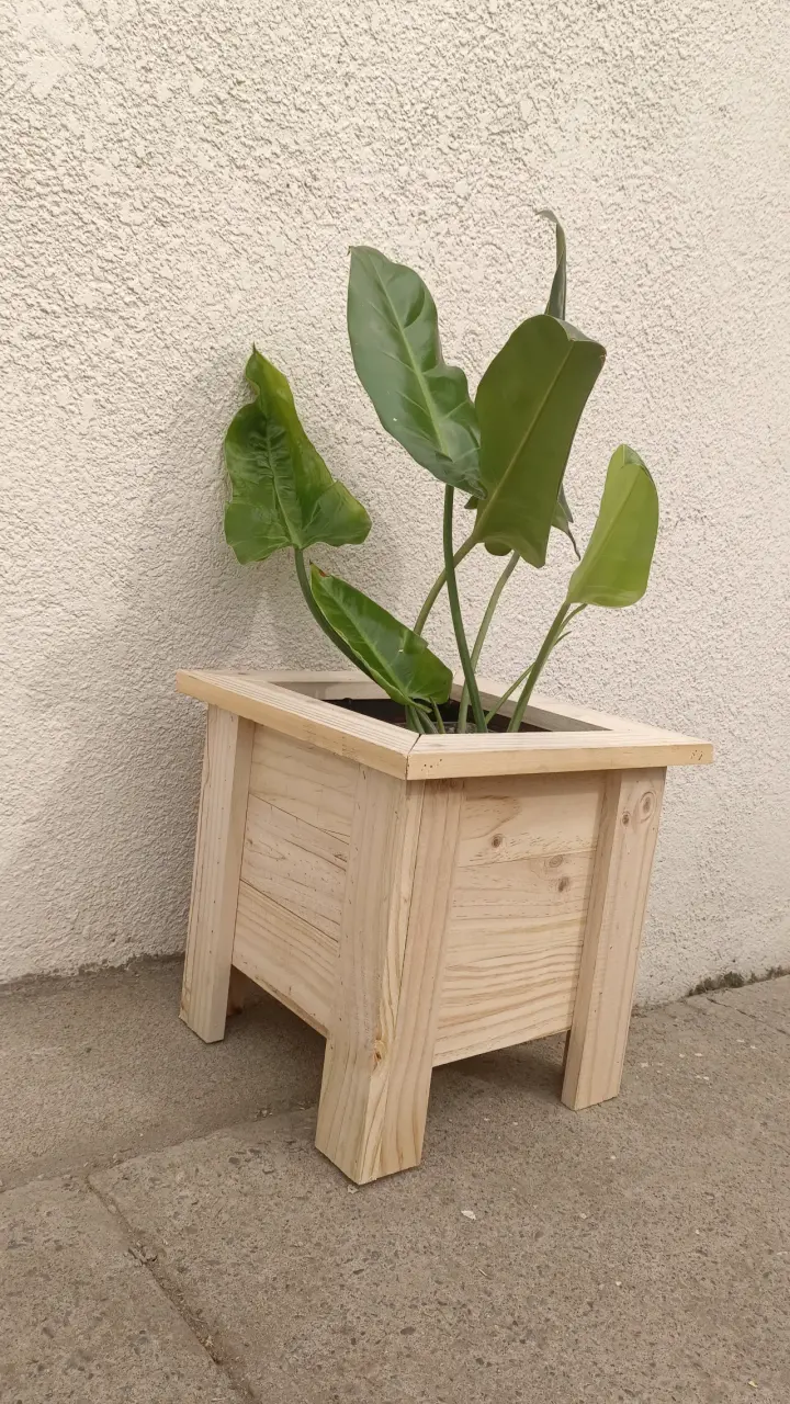 Juego de maceteros de madera natural - 2