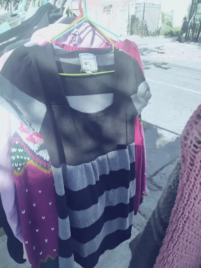 Vestido a rayas Pink Rose negro y gris