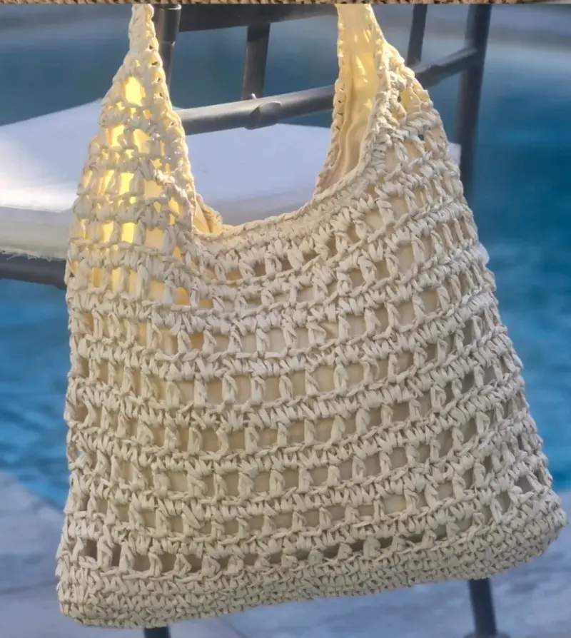 Bolso tejido de paja beige - 1