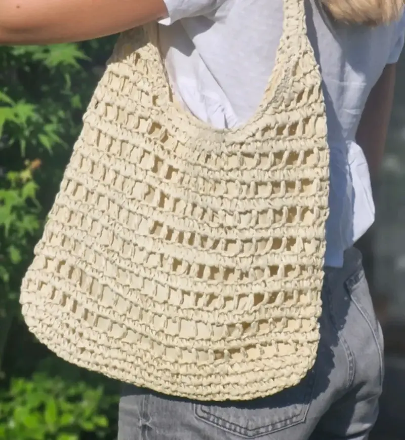 Bolso tejido de paja beige - 2