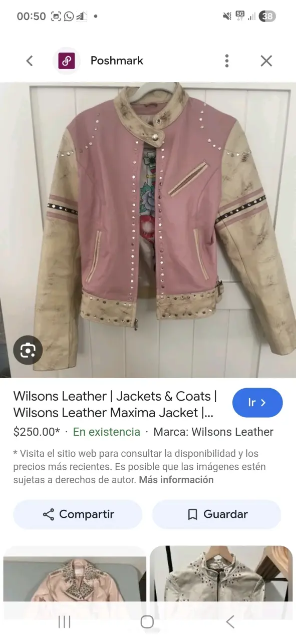 Chaqueta de cuero rosa Wilsons Leather con tachas - 1