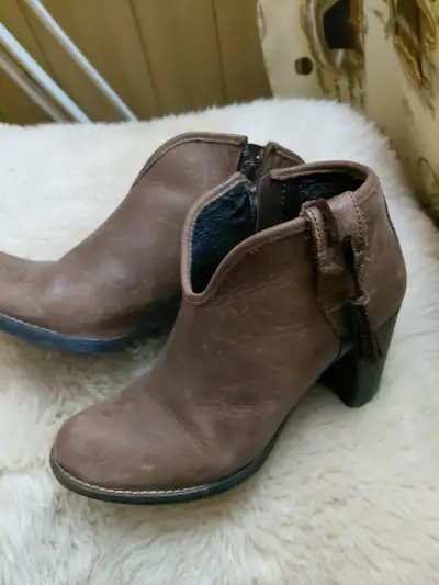 Botines de cuero marrón con plataforma - miniatura 2