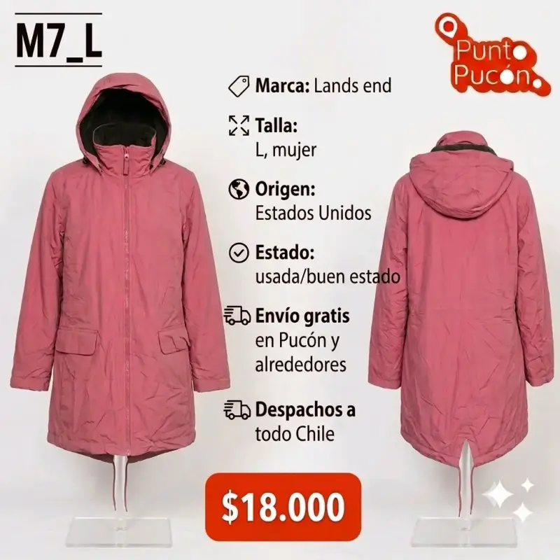 Abrigo rosa Lands End para mujer talla L