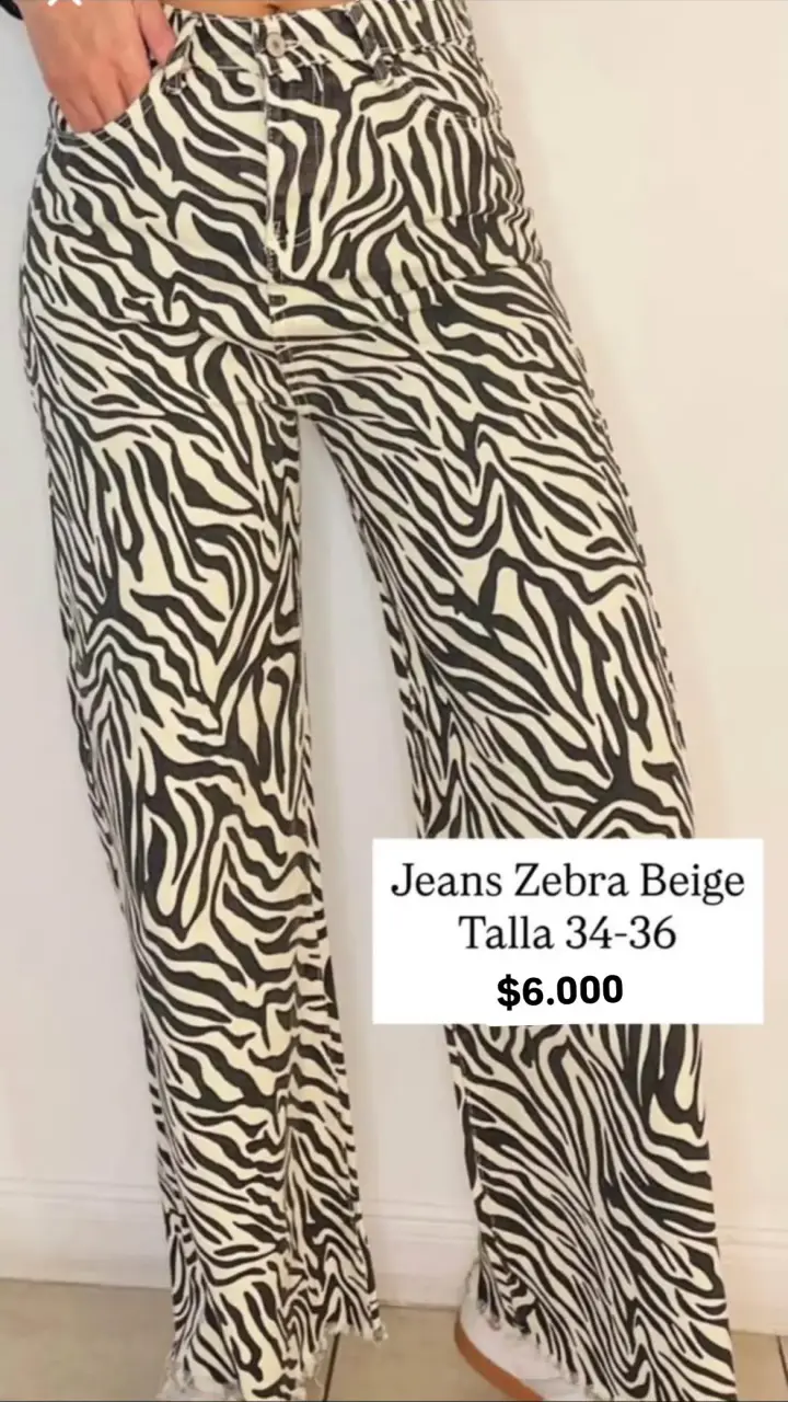 Jeans estampado cebra beige talla 34-36