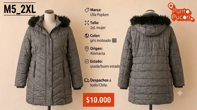 Parka Marca Ulla Popken gris moteado mujer 2XL
