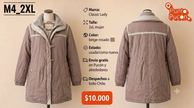 Abrigo Classic Lady beige-rosado 2XL mujer