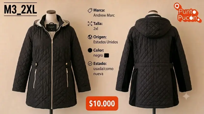 Parka negra Andrew Marc 2XL usado