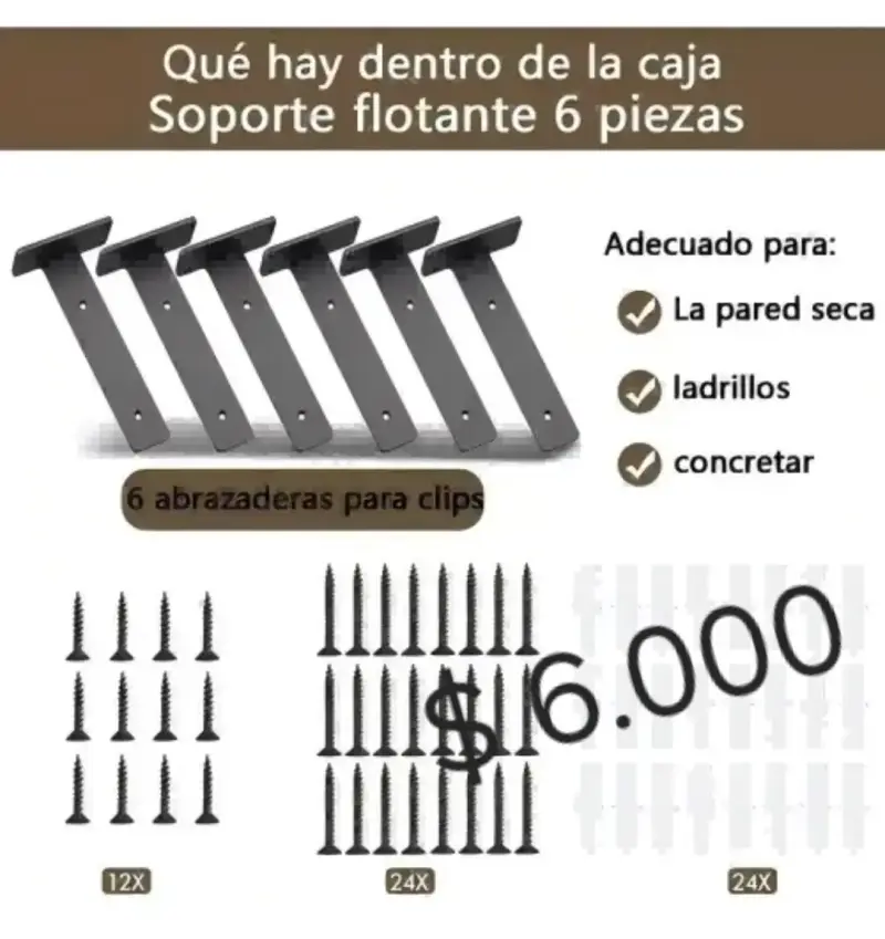 Soporte de estante de pared resistente - 4
