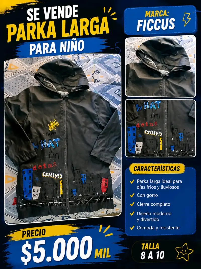 Parka larga para niño FICCUS con capucha