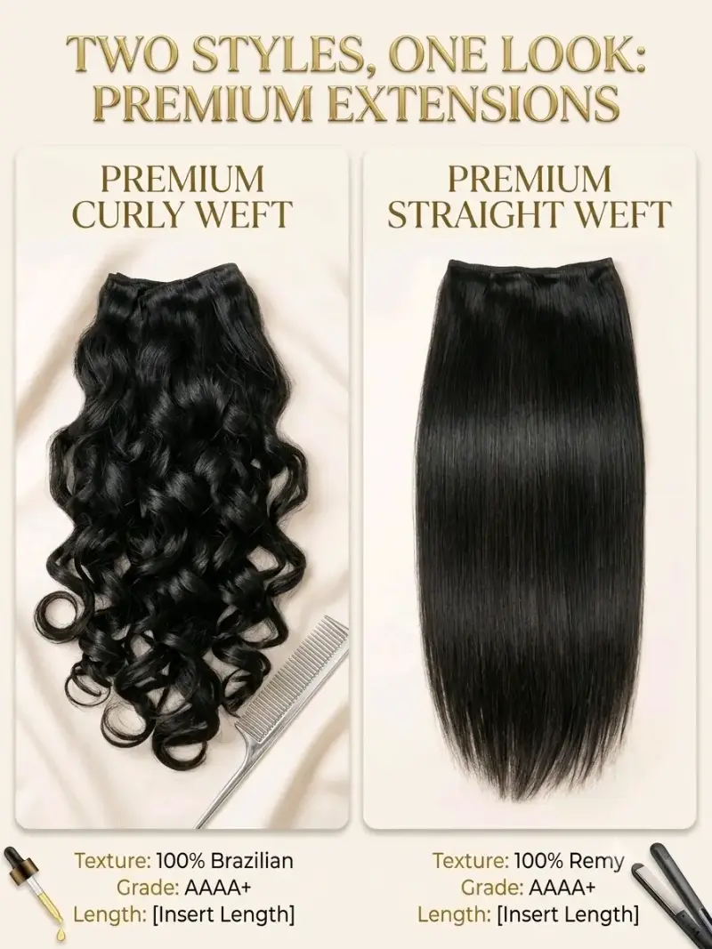 Extensiones premium de cabello rizado y liso