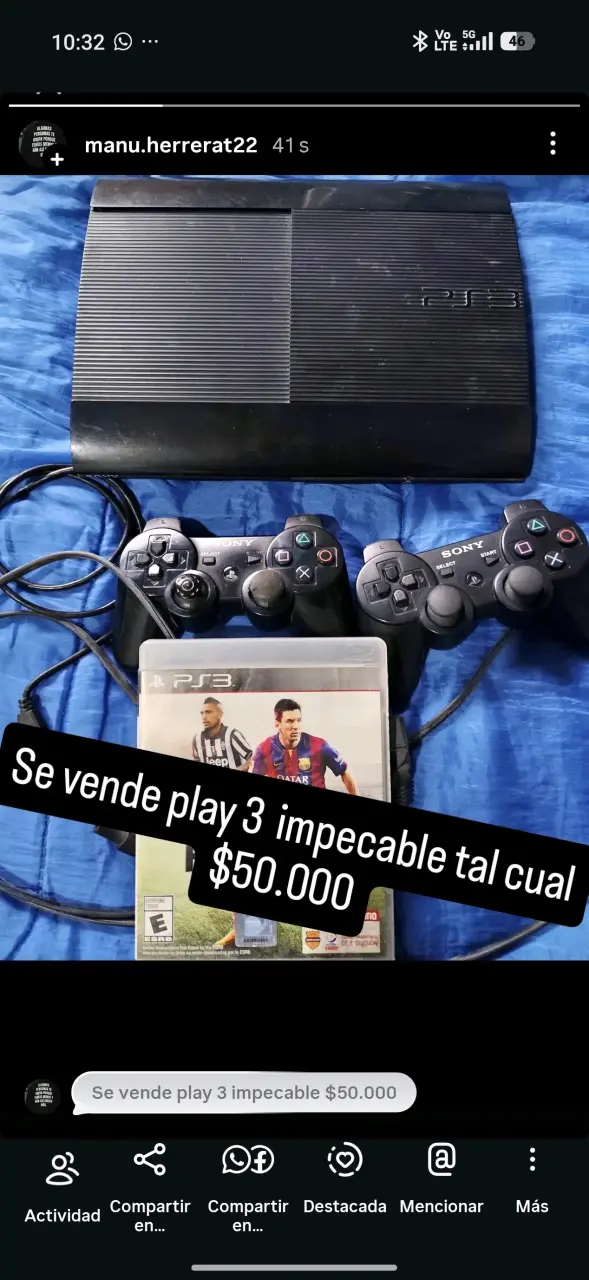 Consola PlayStation 3 con dos controles