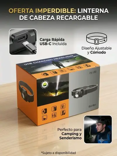 Linterna de cabeza recargable USB-C - miniatura 1
