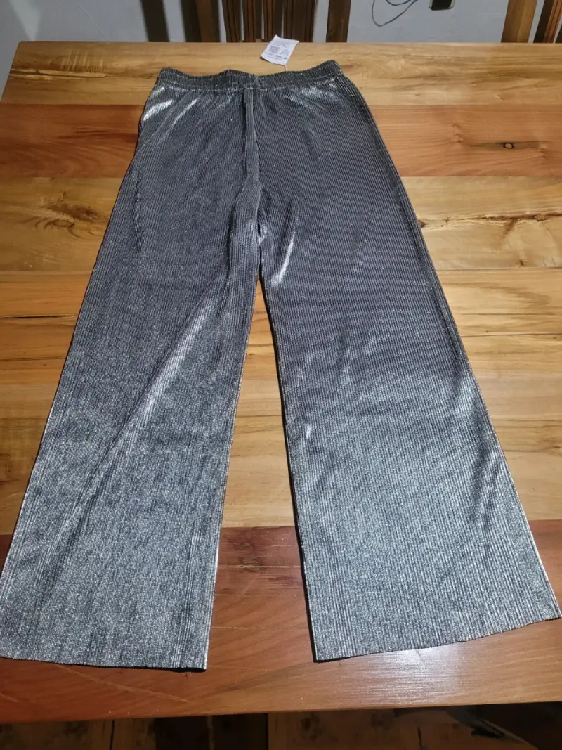 Pantalones plateados brillantes para mujer