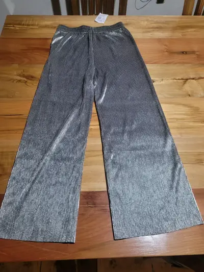 Pantalones plateados brillantes para mujer - miniatura 1