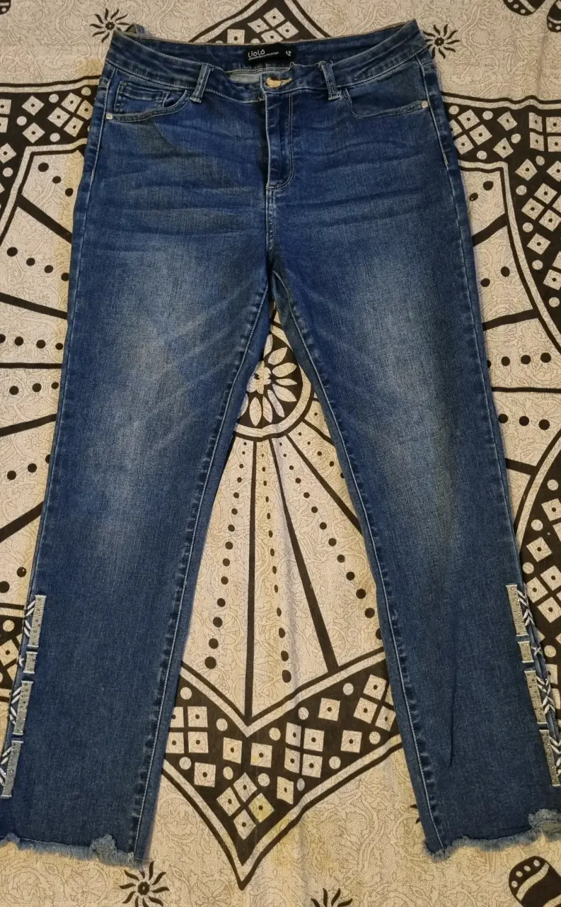 Jeans azul Liola talla 42 con diseño deshilachado - 1