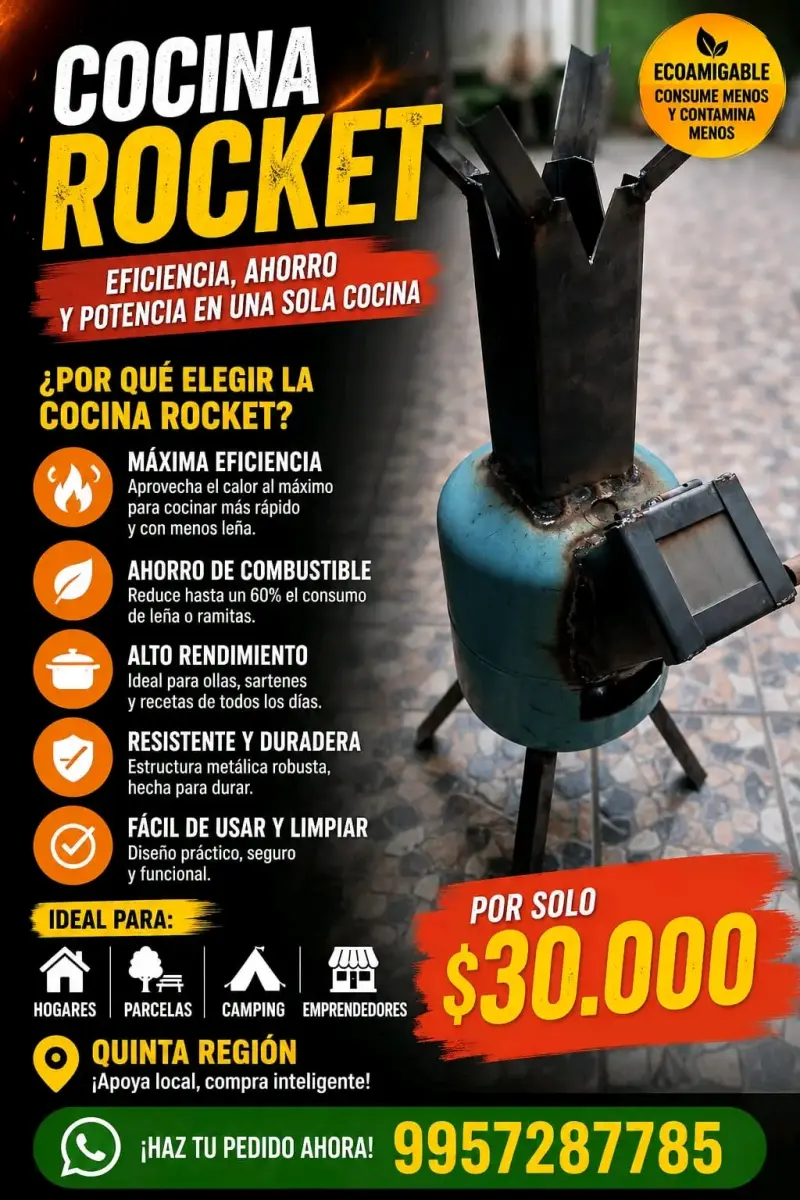 Rocket cocina a astillas de leña
