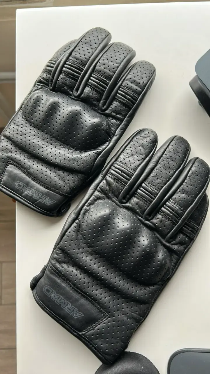 Guantes de moto de cuero negro Armad - 1