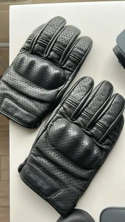 Guantes de moto de cuero negro Armad - miniatura 1