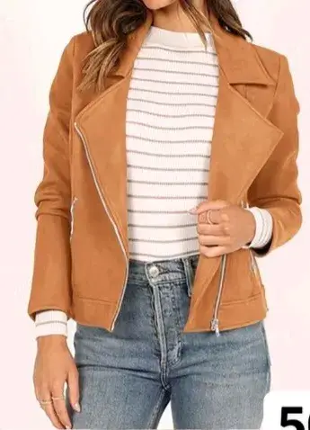 Chaqueta  de mujer, Gamuza con cierre asimétrico - miniatura 2