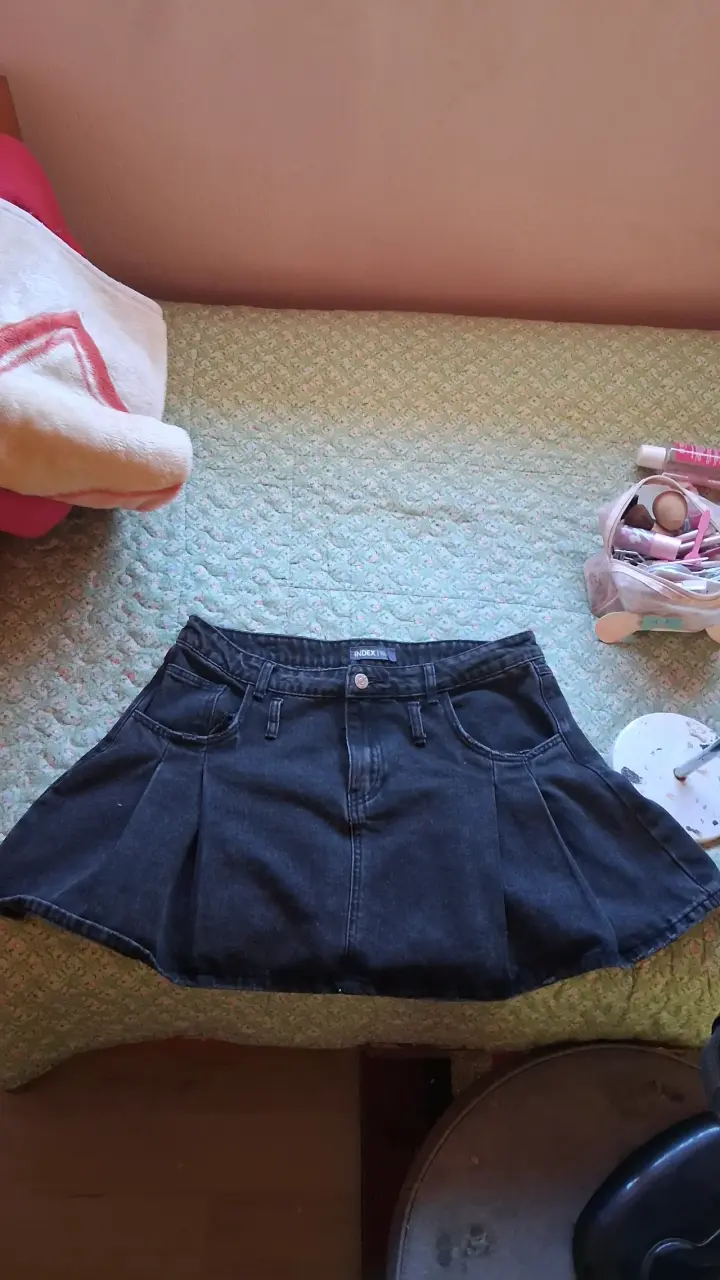 Falda de mezclilla negra estilo casual - 1