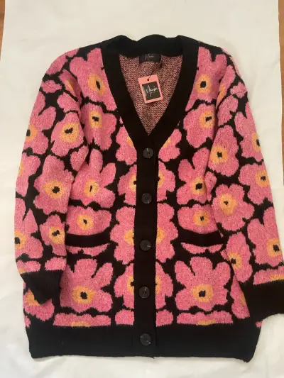 Cardigan floral rosa y negro de mujer NUEVO Maria - miniatura 1