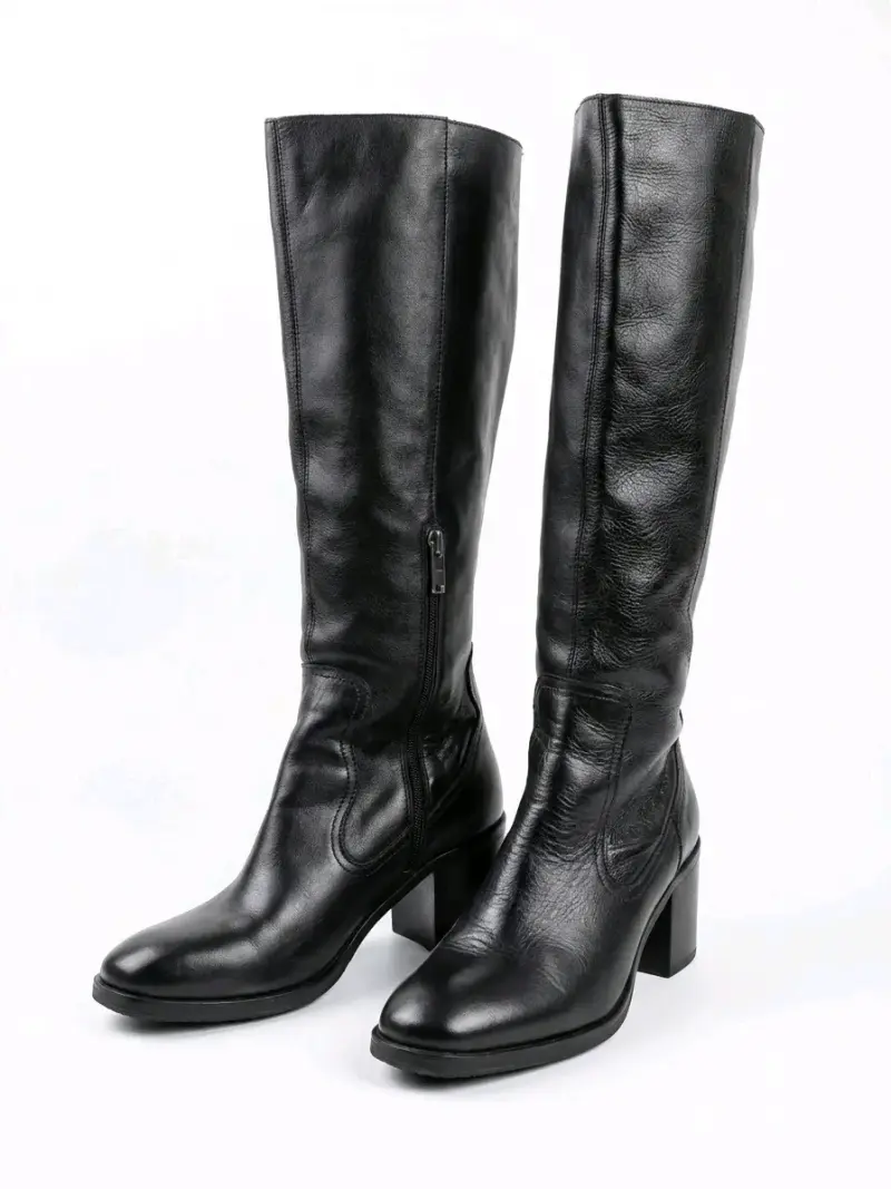 Botas de cuero negras de caña alta - 1