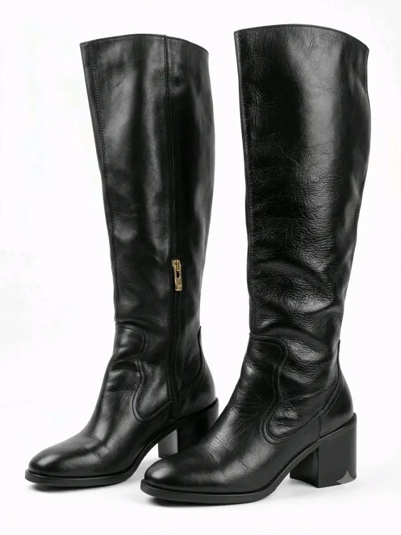 Botas de cuero negras de caña alta - 2