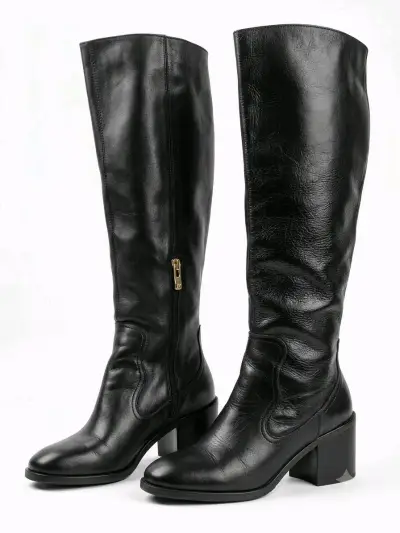Botas de cuero negras de caña alta - miniatura 2