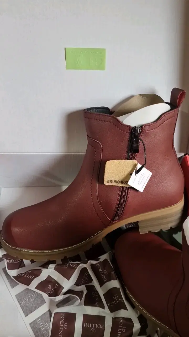 Botines de cuero Bruno Rossi color burdeo - 2