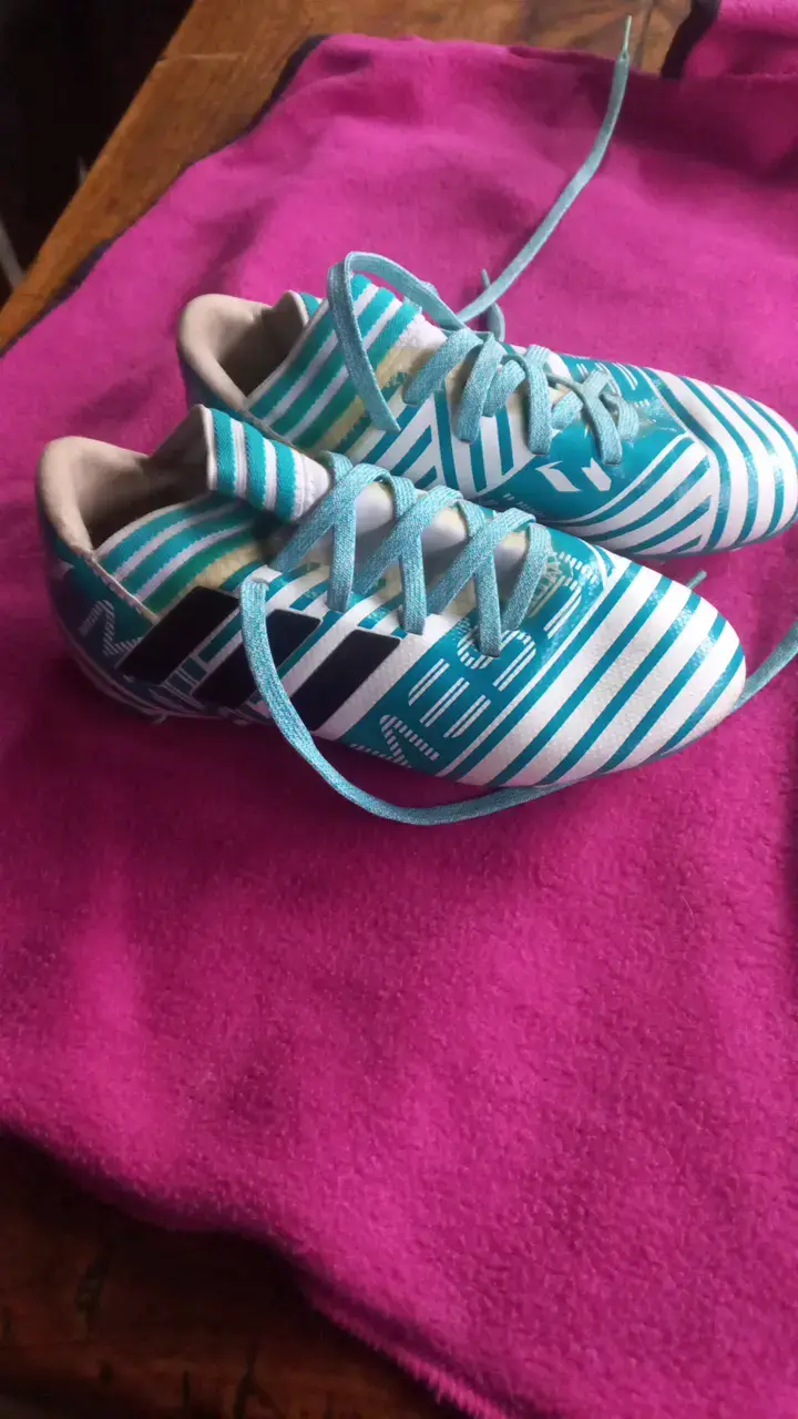 Zapatillas deportivas rayadas azul y blanco