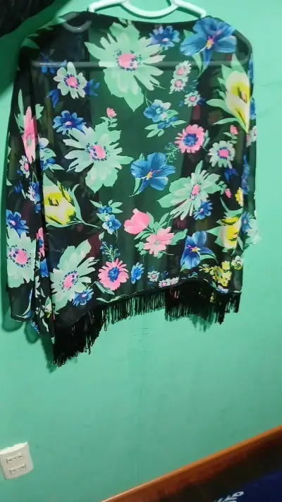 [S/M] Tapadito delgado floral con flecos - miniatura 2