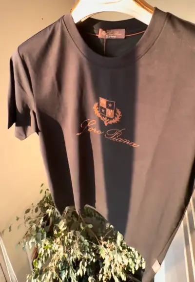 Polera Loro Piana negra y gris de algodón - miniatura 1