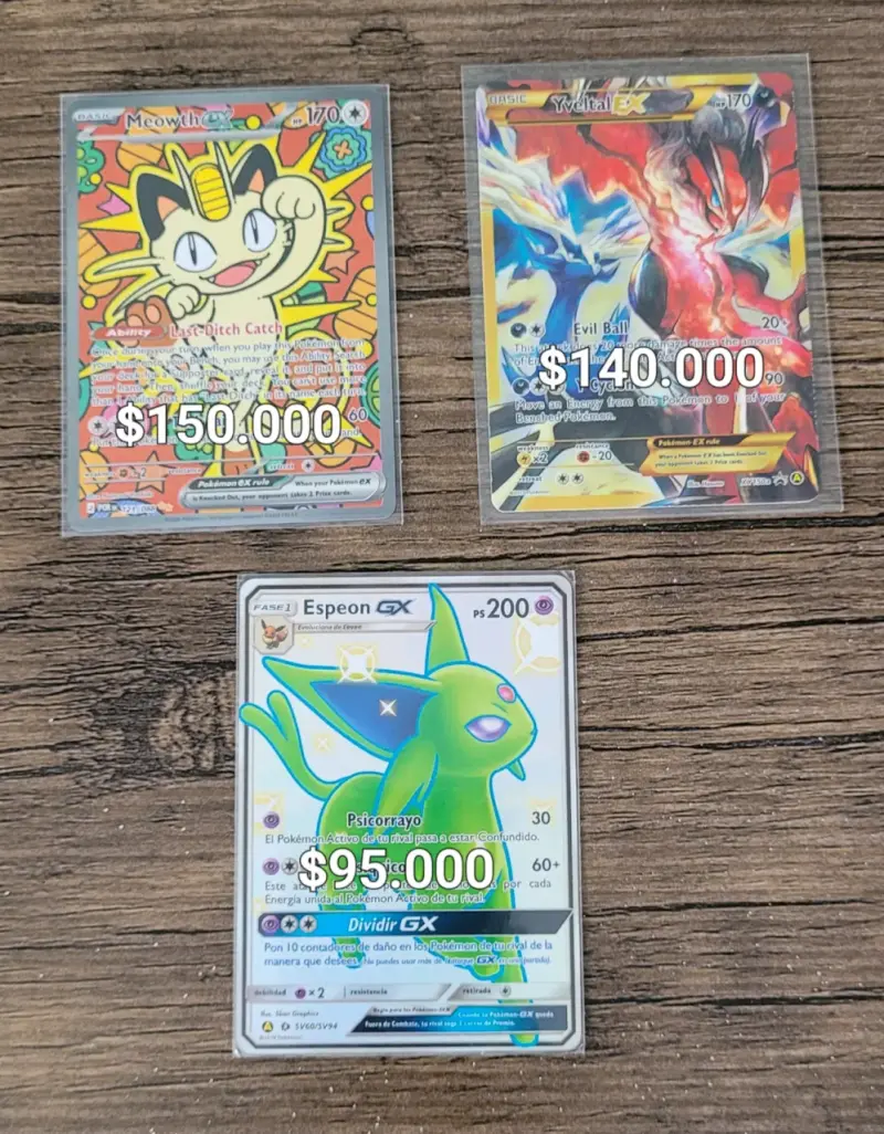 Cartas Pokémon Meowth Ex, Yveltal y Espeon
