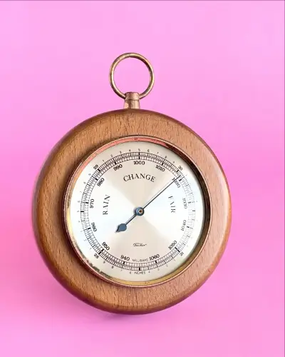 Barómetro vintage de madera Fischer - miniatura 1