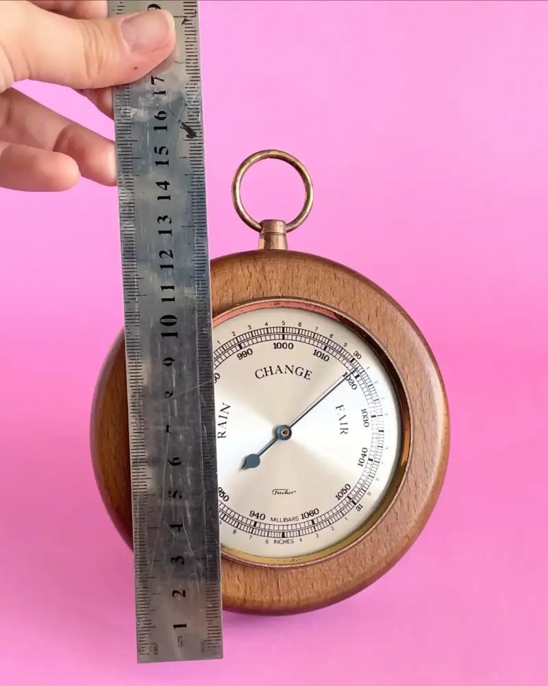 Barómetro vintage de madera Fischer - 2