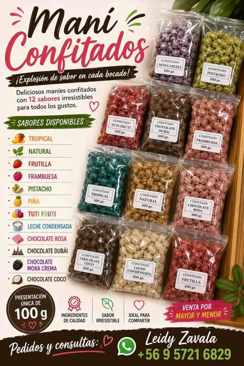 Maní confitado surtido 100g - 12 sabores