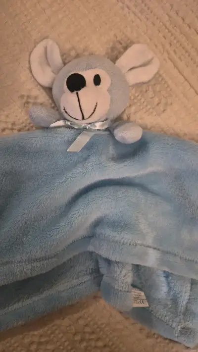 Manta de apego azul con peluche de ratón - miniatura 1