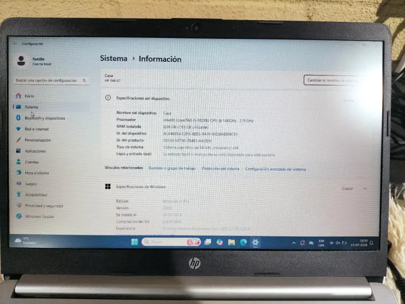 HP Intel i5 10Gen, 8Ram, SSD 240 - 2