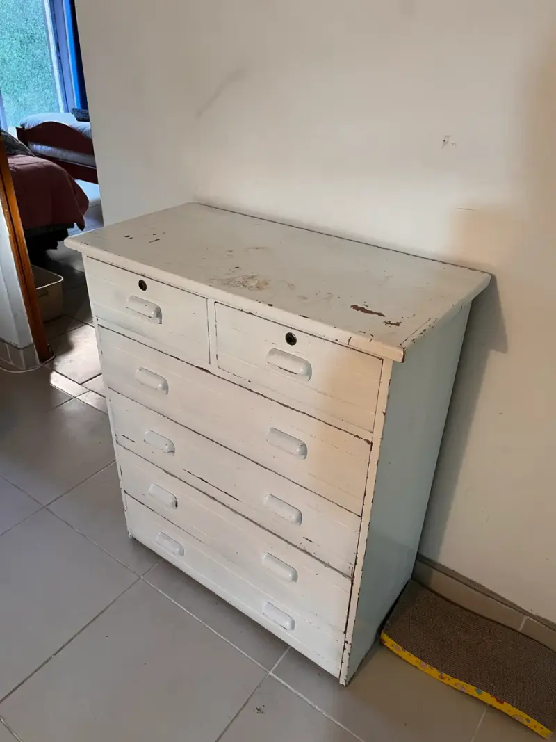 Cómoda de madera blanca vintage - 2