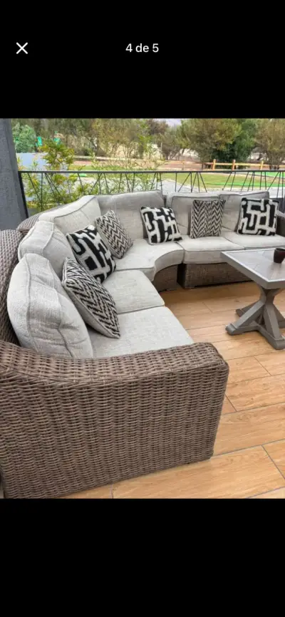 Juego de muebles de terraza de ratán con cojines - miniatura 2