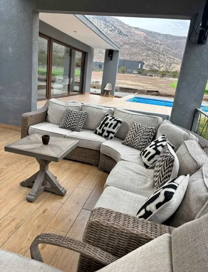 Juego de muebles de terraza de ratán con cojines - 3