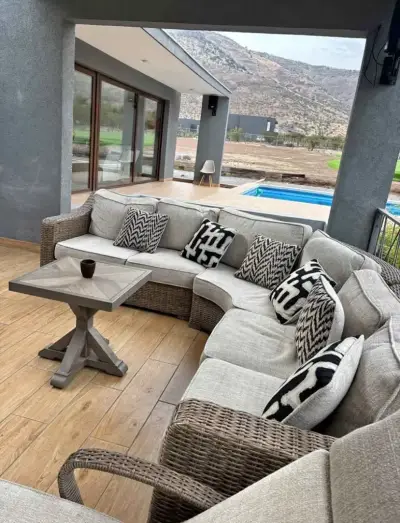 Juego de muebles de terraza de ratán con cojines - miniatura 3
