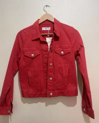 Chaqueta de mezclilla roja MNG para mujer - miniatura 1