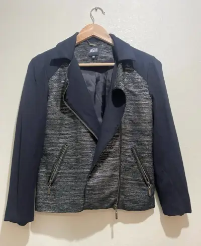 Chaqueta estilo biker negra y gris ASH - miniatura 1