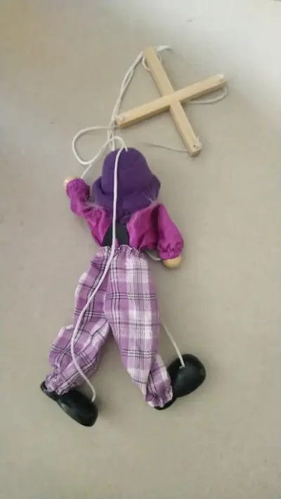 Marioneta de payaso con control de madera - miniatura 3
