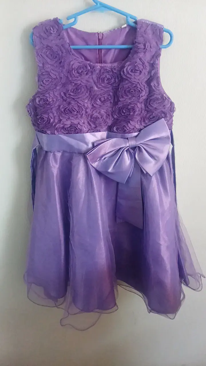 Vestido de fiesta infantil morado con lazo - 1